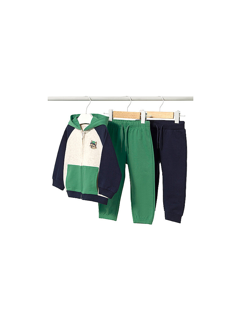 MAYORAL Baby Set 3tlg Sweatjacke und zwei Hosen   grün | 74