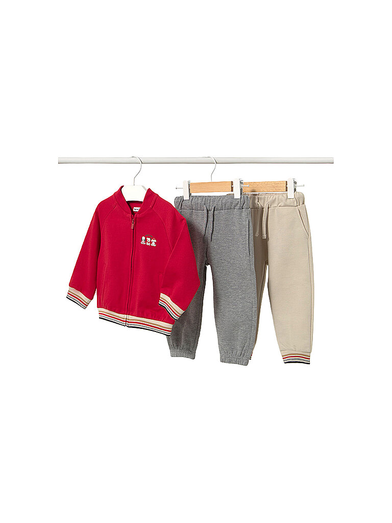 MAYORAL Baby Set Sweatjacke mit zwei Hosen  rot | 86