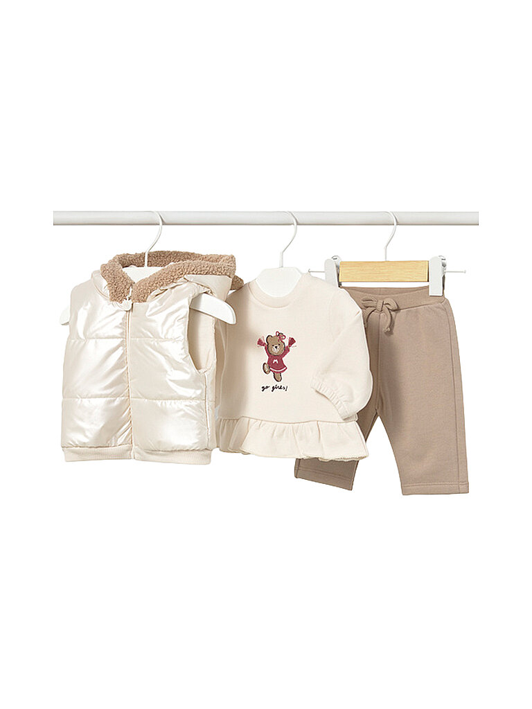 MAYORAL Baby Set 3tlg Steppgilet Sweater Hose  creme | 62