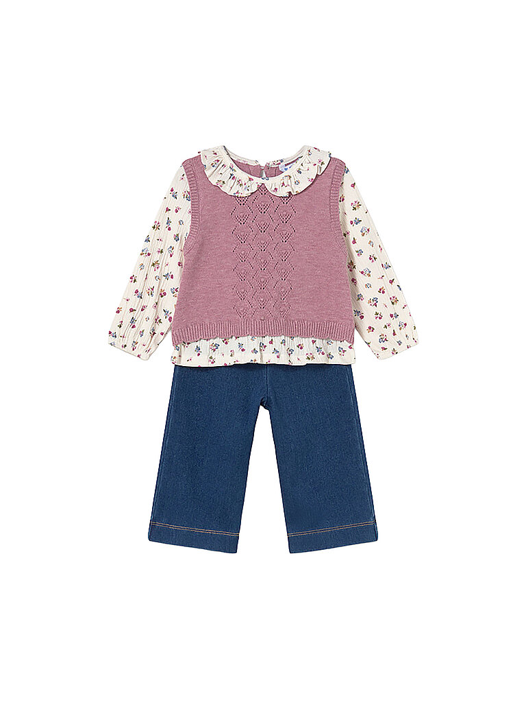 MAYORAL Baby Set 3.-tgl Hose und Bluse mit Weste lila | 68