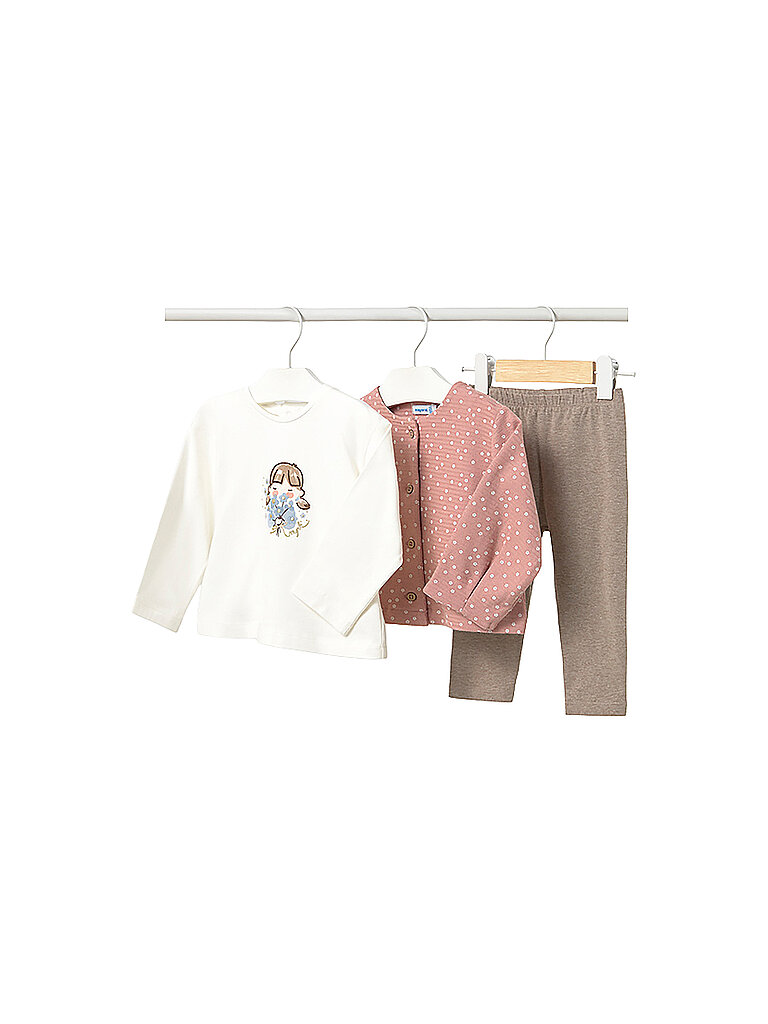 MAYORAL Baby Set 3-teilig Jacke, Langarmshirt und Leggings rosa | 68