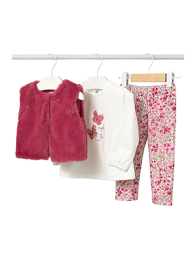 MAYORAL Baby Set 3-teilig Langarmshirt, Gilet und Leggings beere | 68