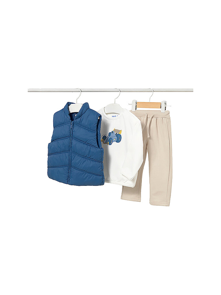 MAYORAL Baby Set 3-teilig Steppgilet, Pullover und Hose blau | 74