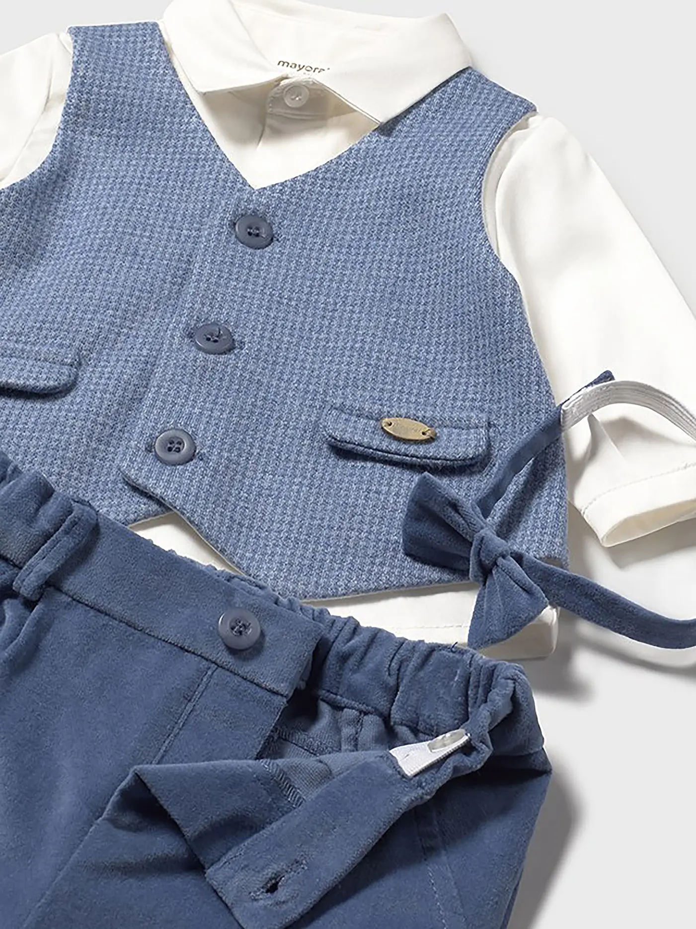MAYORAL | Baby Jungen Set 3-teilig Hemd, Hose und Fliege | blau