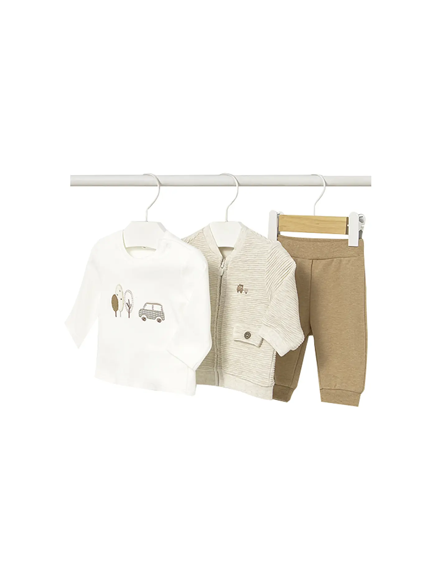 MAYORAL | Baby Jungen Set 3-teilig Jacke, Langarmshirt und Hose | beige