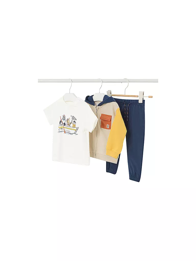 MAYORAL | Baby Set 3-teilig T-Shirt, Sweatjacke und Jogginghose | beige