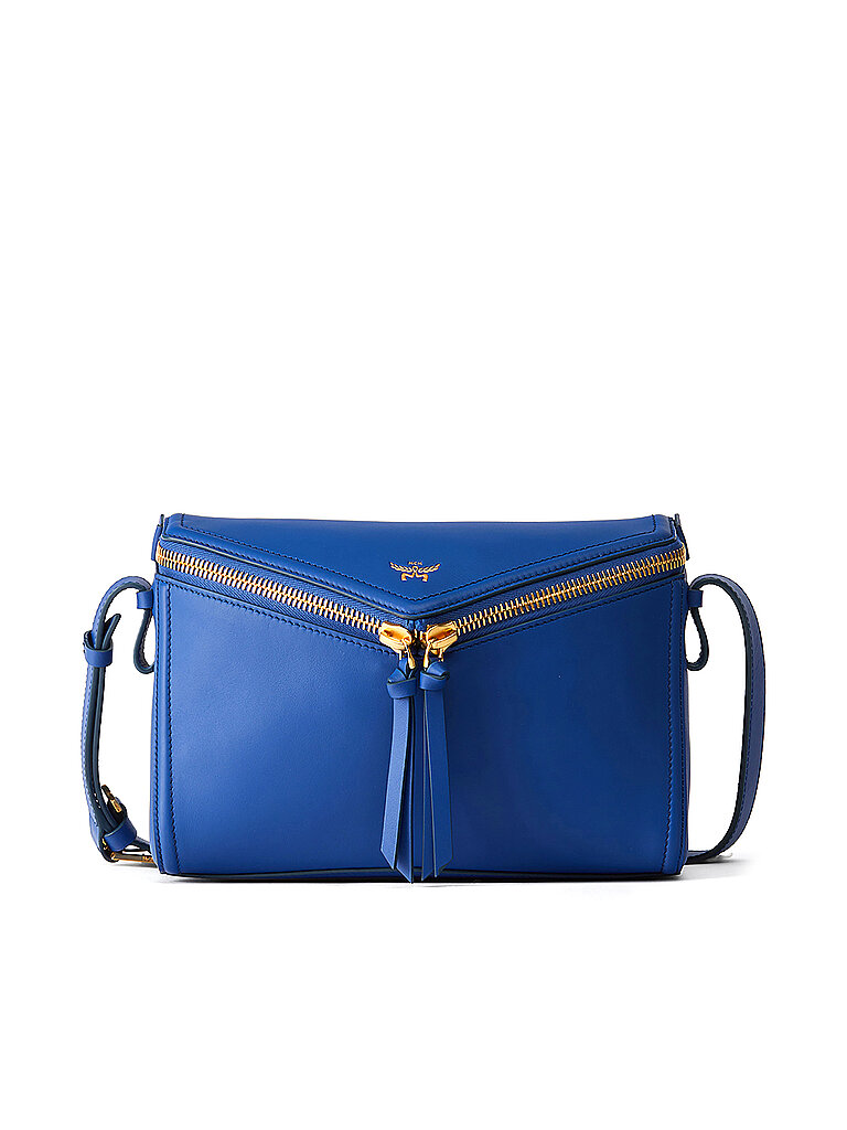 MCM Ledertasche - Schultertasche DIAMOND Small  blau