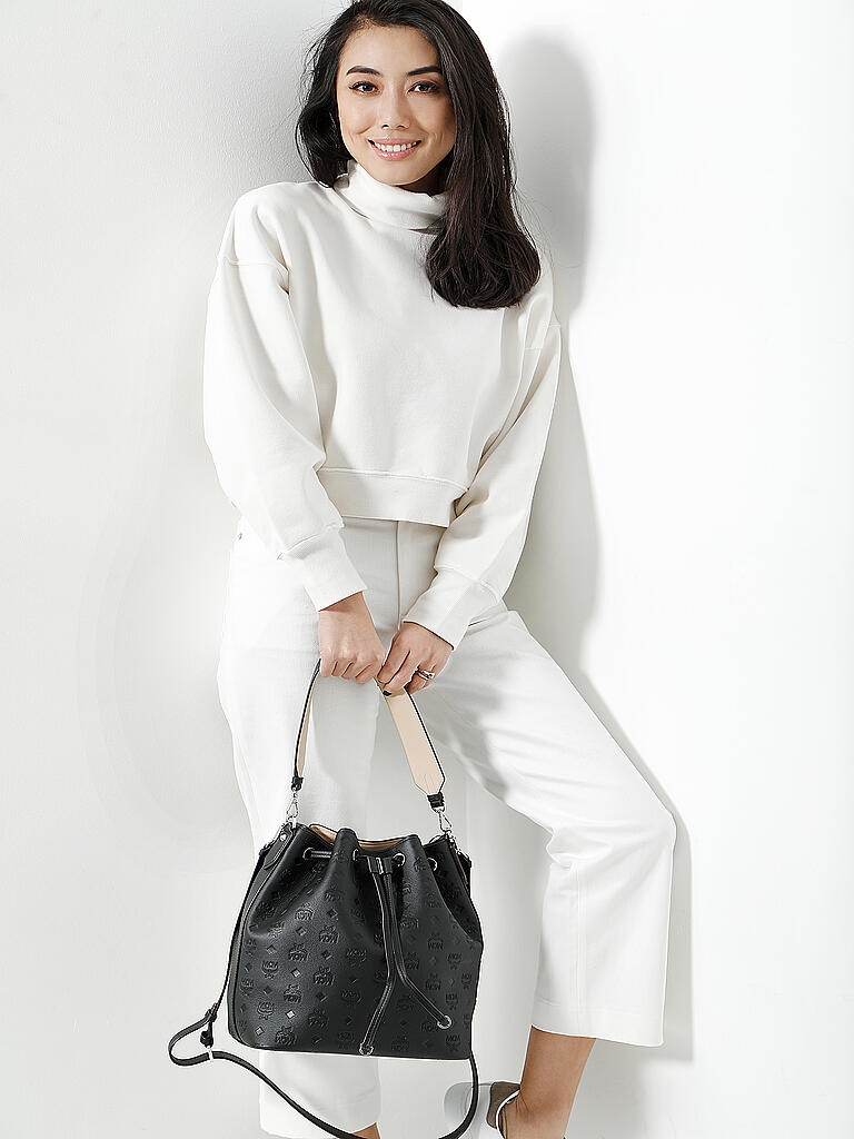 MCM | Ledertasche - Bucket Bag Essential Monogrammed | schwarz