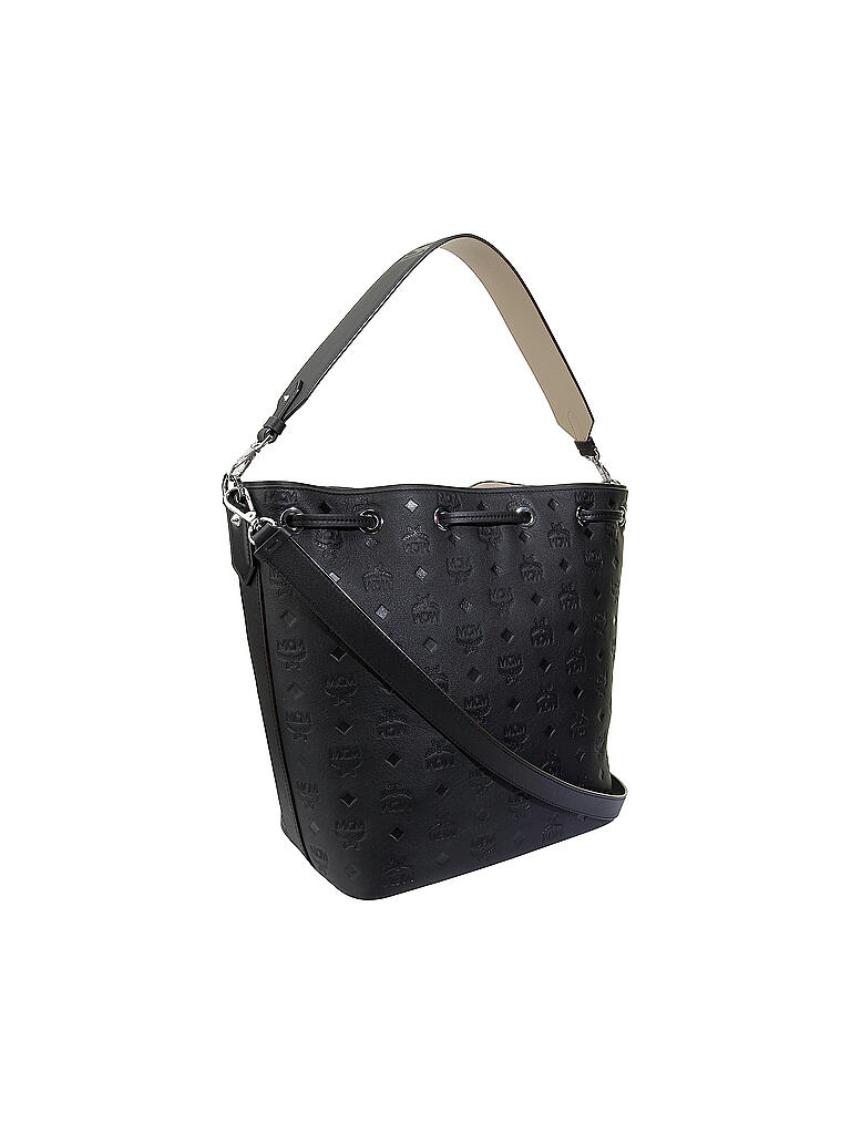 MCM | Ledertasche - Bucket Bag Essential Monogrammed | schwarz