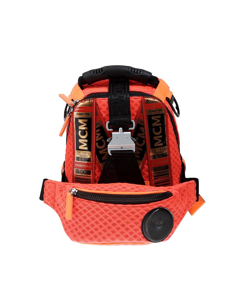 mcm orange backpack