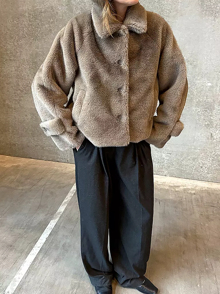 MEOTINE | Jacke in Felloptik | hellbraun