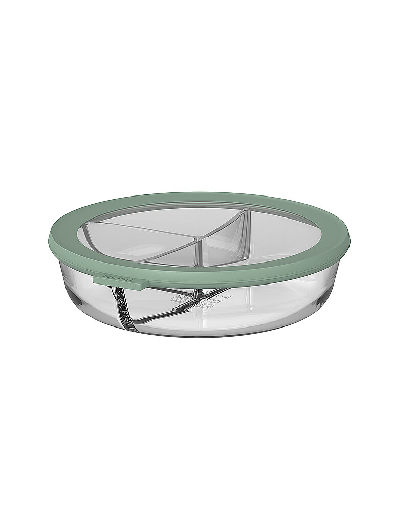 Jausenbox Bento Bowl 3-Fächer 250+250+500 ml Glas/Nord Sage hellgrün baby
