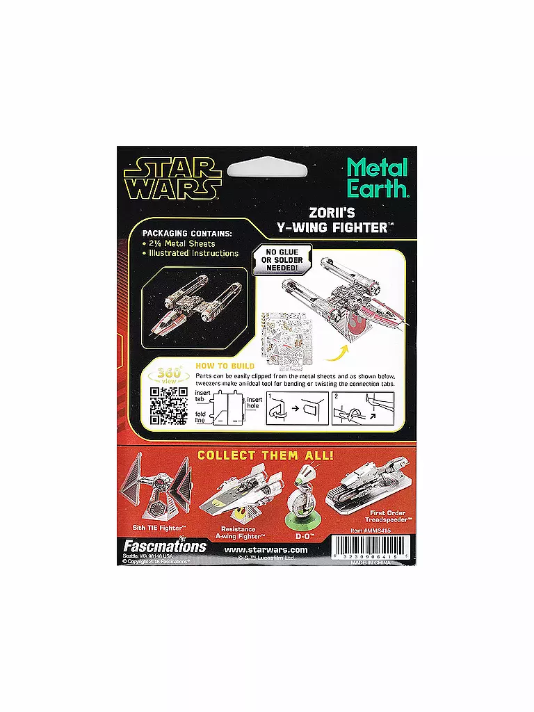 METAL EARTH | 3D Metallbausatz - Star Wars - Zorris y-Wing Fighter | keine Farbe