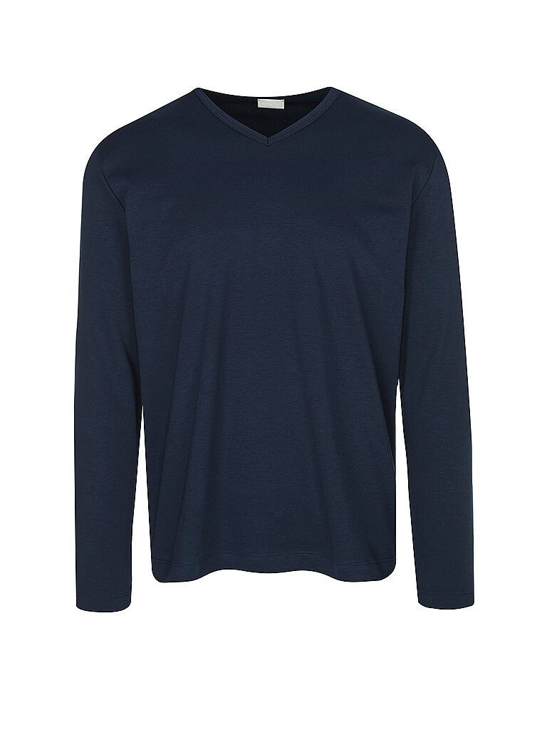 Pyjama Langarmshirt neptune blau M herren