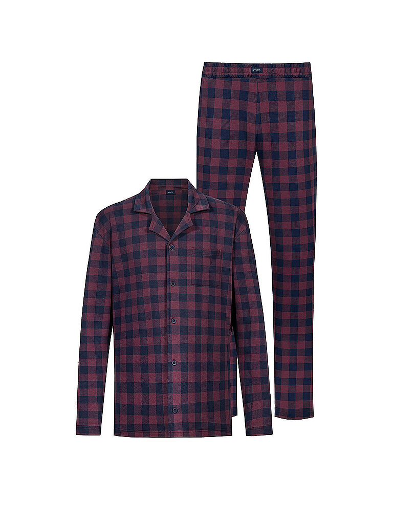 MEY Pyjama LUMBER GRID yacht blue dunkelblau | M