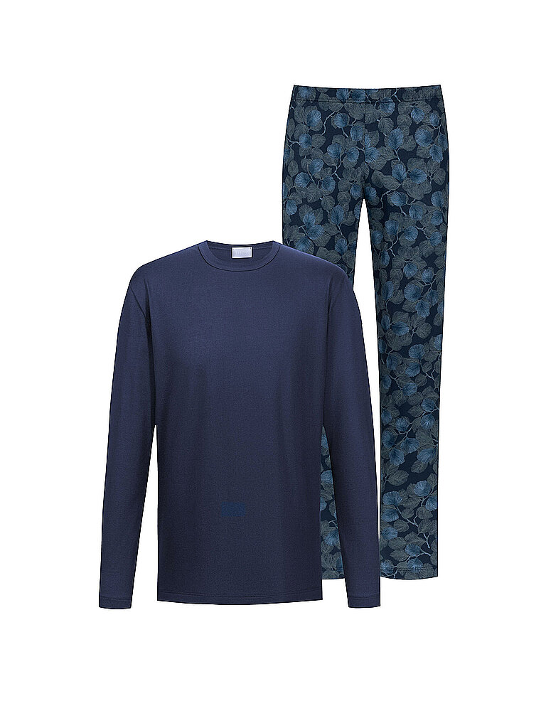 MEY Pyjama DARK LEAVES yacht blue dunkelblau | S