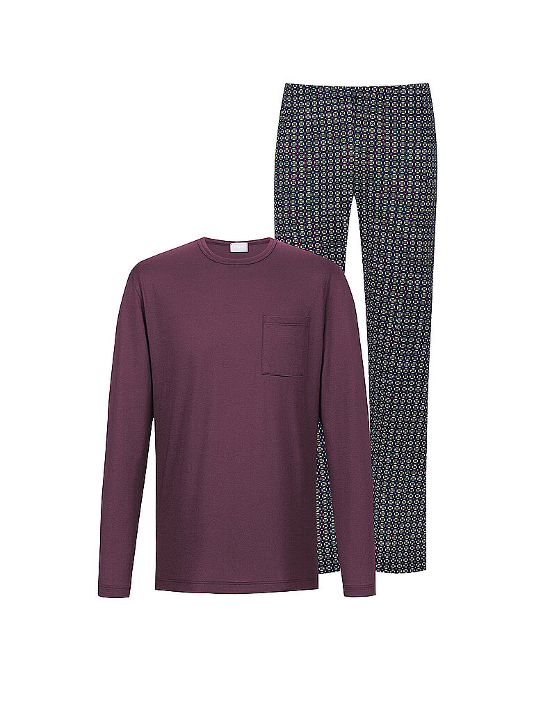 MEY Pyjama EVENING GEO oxblood dunkelrot | S