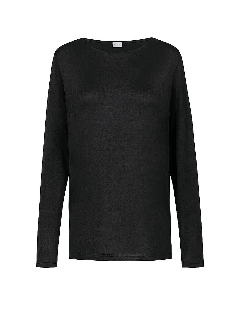 MEY Pyjama Langarmshirt PURE SHINE schwarz | XS