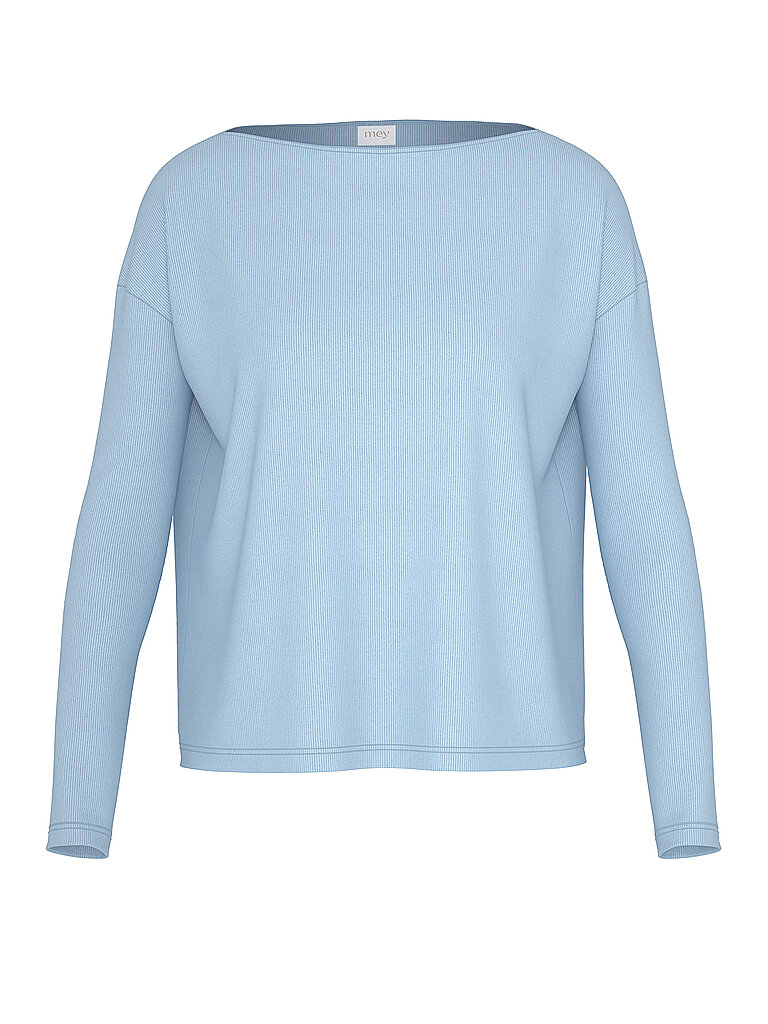 MEY Pyjama Langarmshirt CASUAL RIB powder blue hellblau | XS