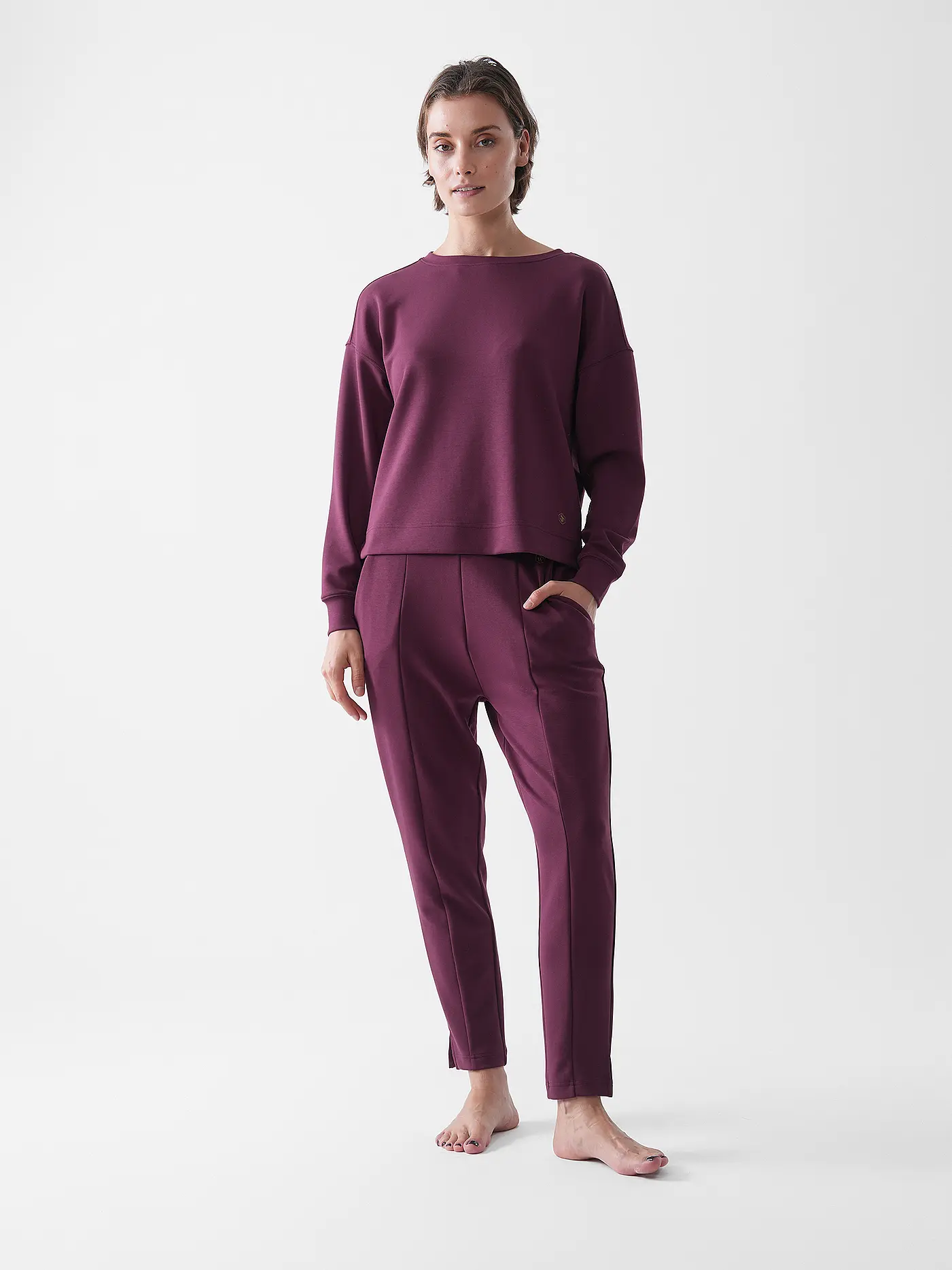 MEY | Loungewear Hose 7/8  PURE SOFTNESS boysenberry | dunkelrot