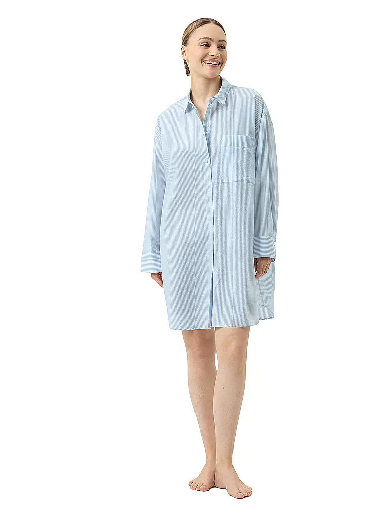 MEY | Nachthemd - Sleepshirt COTTON STRIPES | hellblau