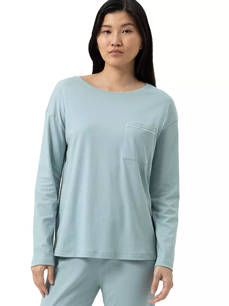 MEY | Pyjamashirt CLASSY NIGHTS waterscape | hellblau