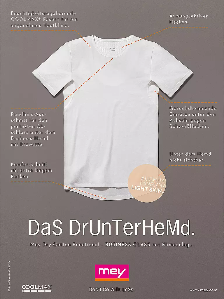 MEY | T-Shirt - Unterhemd DRY COTTON weiss | beige
