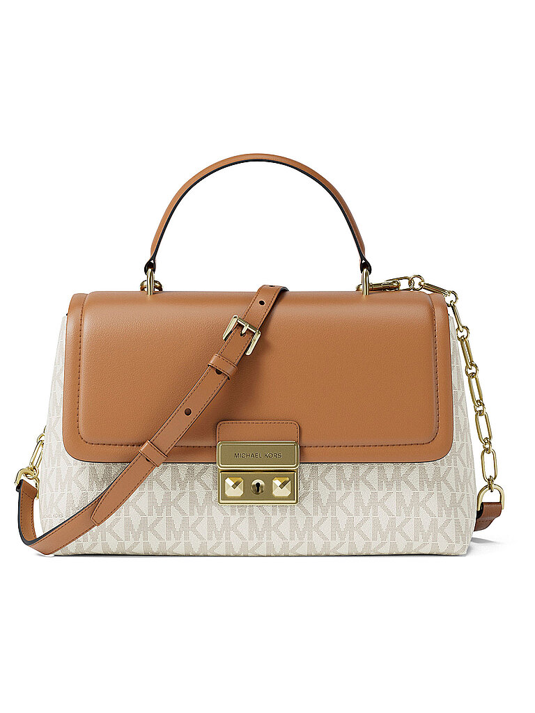 MICHAEL KORS Tasche - Henkeltasche TRIBECA MEDIUM SIGNATURE LOGO beige