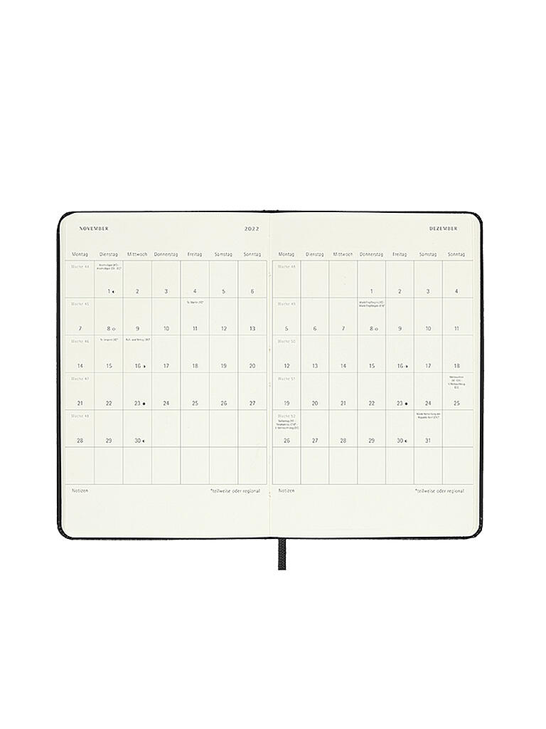 MOLESKINE Classic Kalender Deutsch 2022 Schwarz keine Farbe