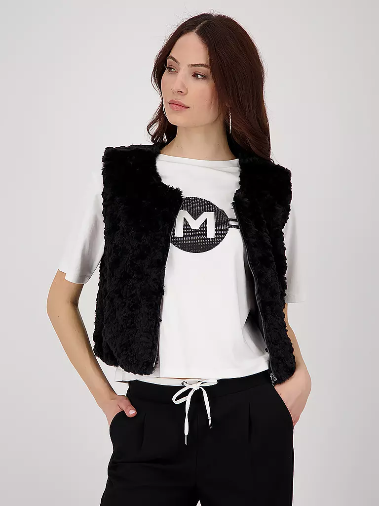 MONARI | Gilet Felloptik | schwarz