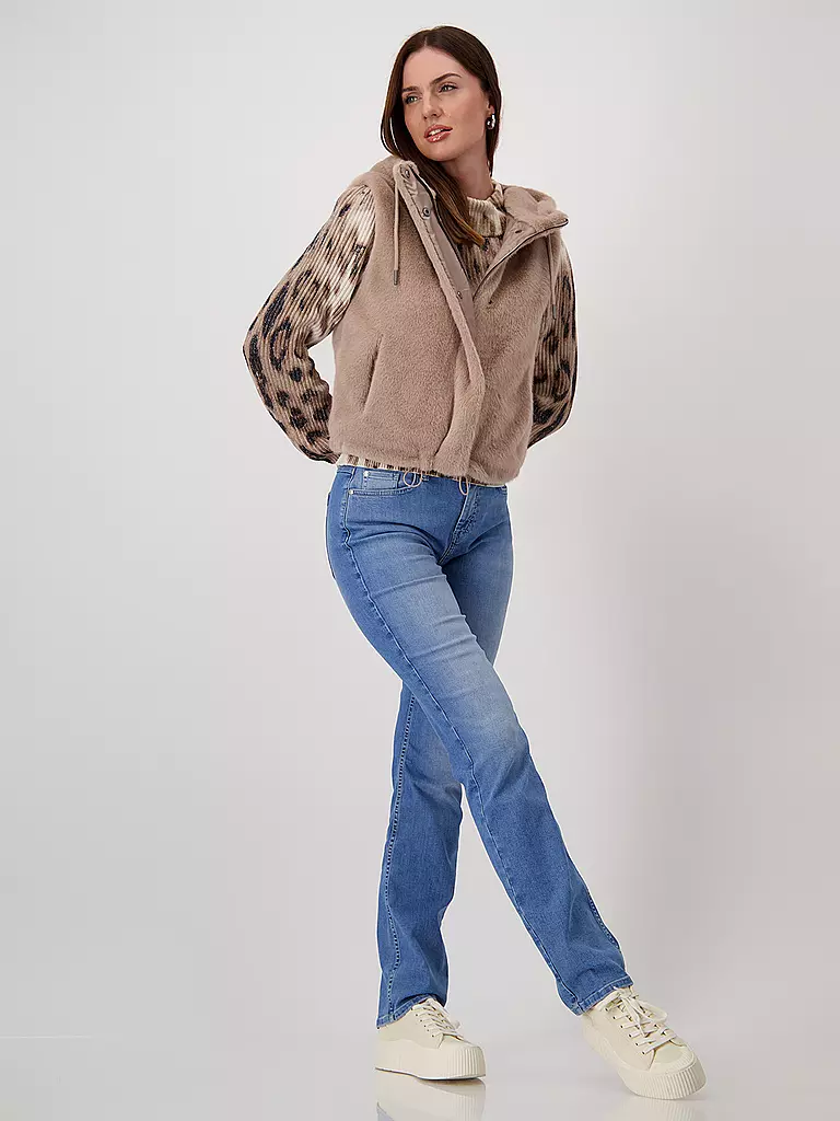 MONARI | Gilet in Felloptik  | hellbraun