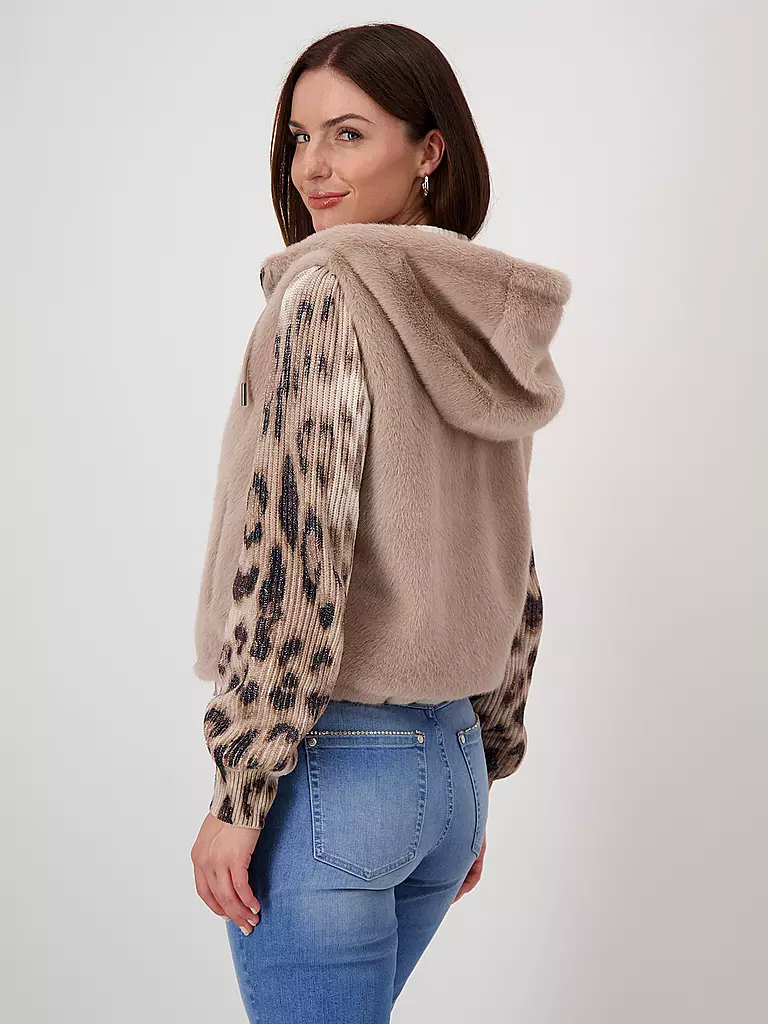 MONARI | Gilet in Felloptik  | hellbraun