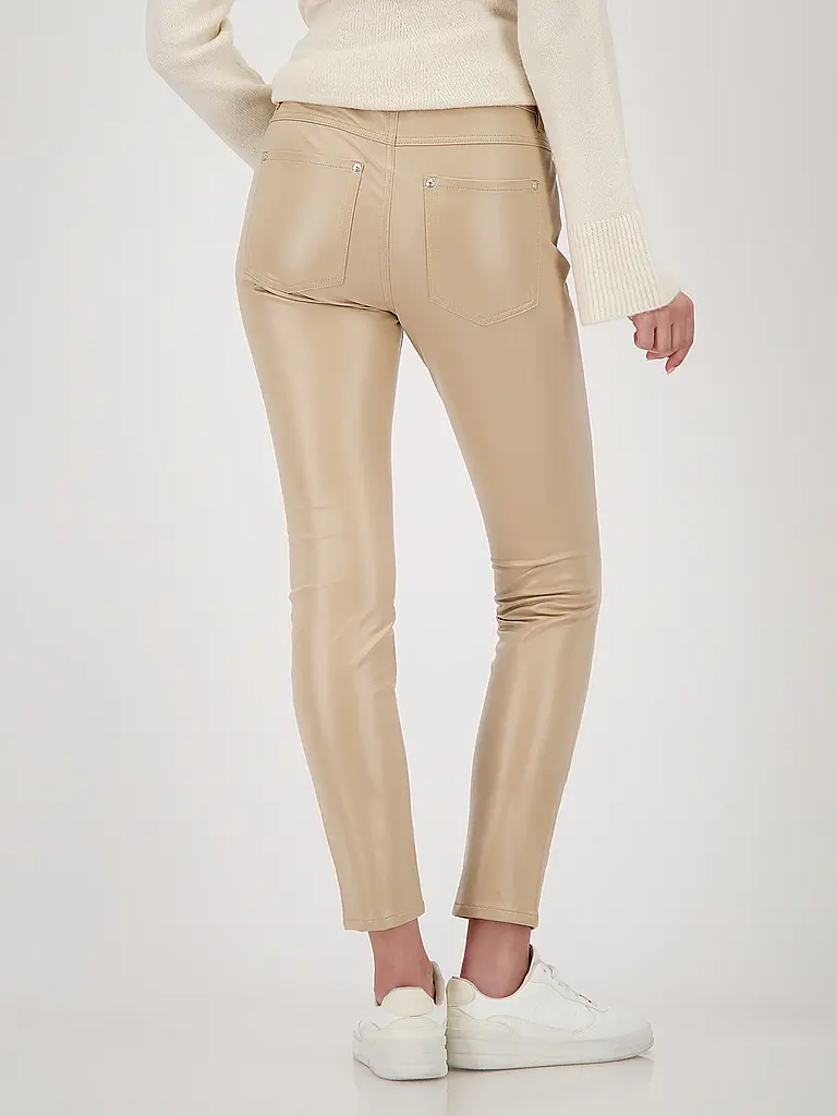 MONARI | Hose in Lederoptik Slim Fit | Camel