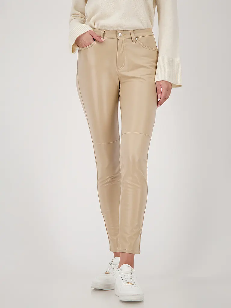 MONARI | Hose in Lederoptik Slim Fit | Camel