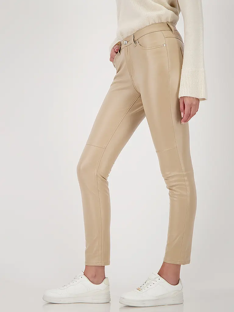 MONARI | Hose in Lederoptik Slim Fit | Camel
