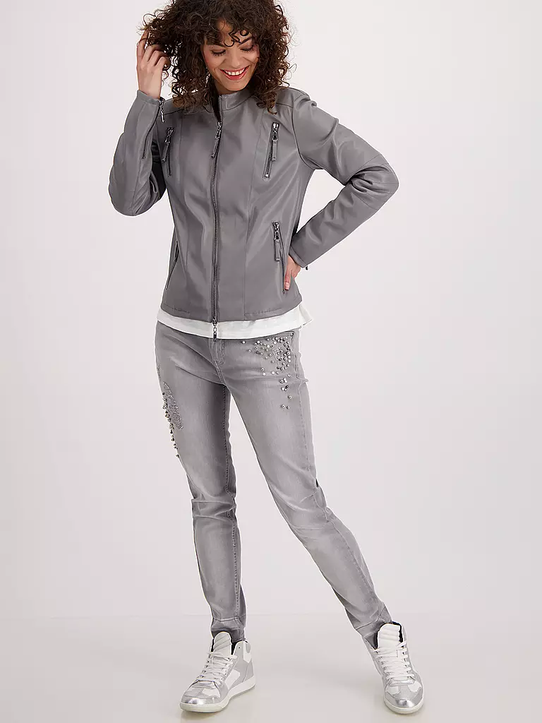 MONARI | Lederjacke | grau