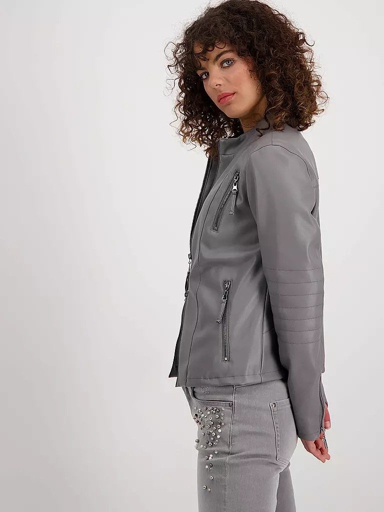 MONARI | Lederjacke | grau