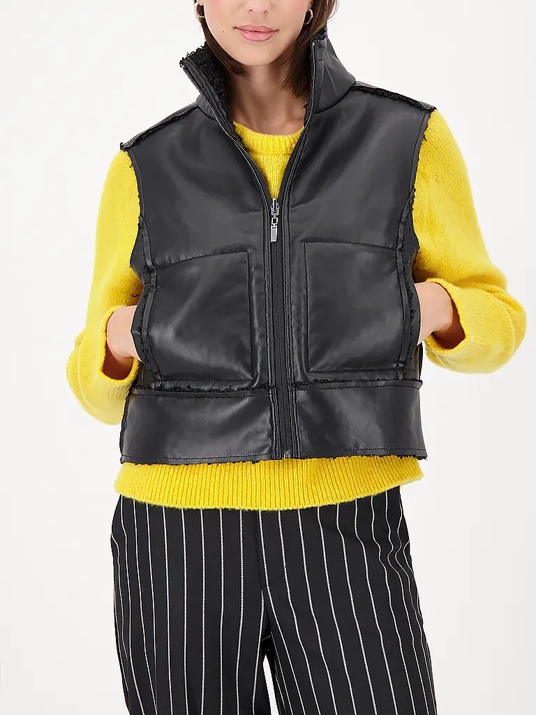 MONARI | Wendegilet in Felloptik | schwarz