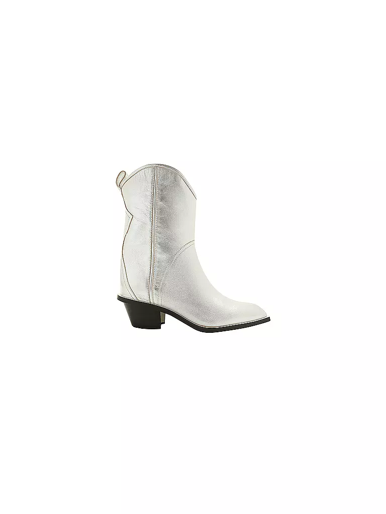 MSGM | Lederstiefel | silber