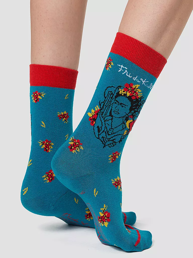 MUSEARTA | Damen Socken FRIDA WITH HUMMINGBIRD green (36-40) | petrol