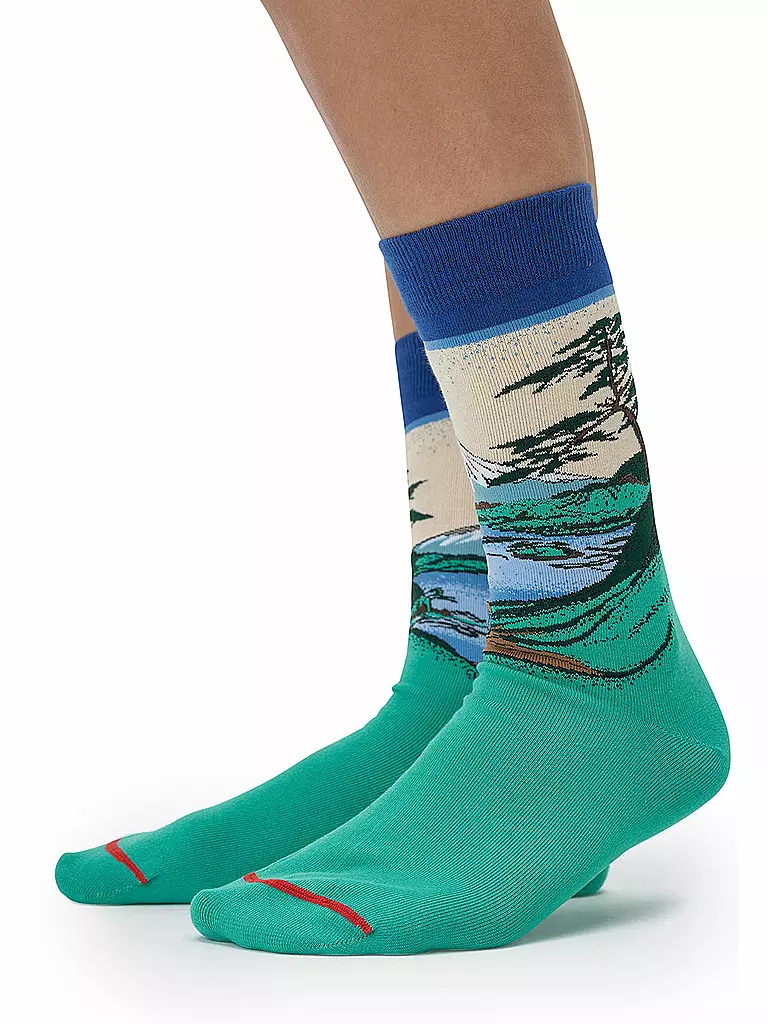 MUSEARTA | Damen Socken MOUNT FUJI - HOKUSAI green-multi (36-40) | grün