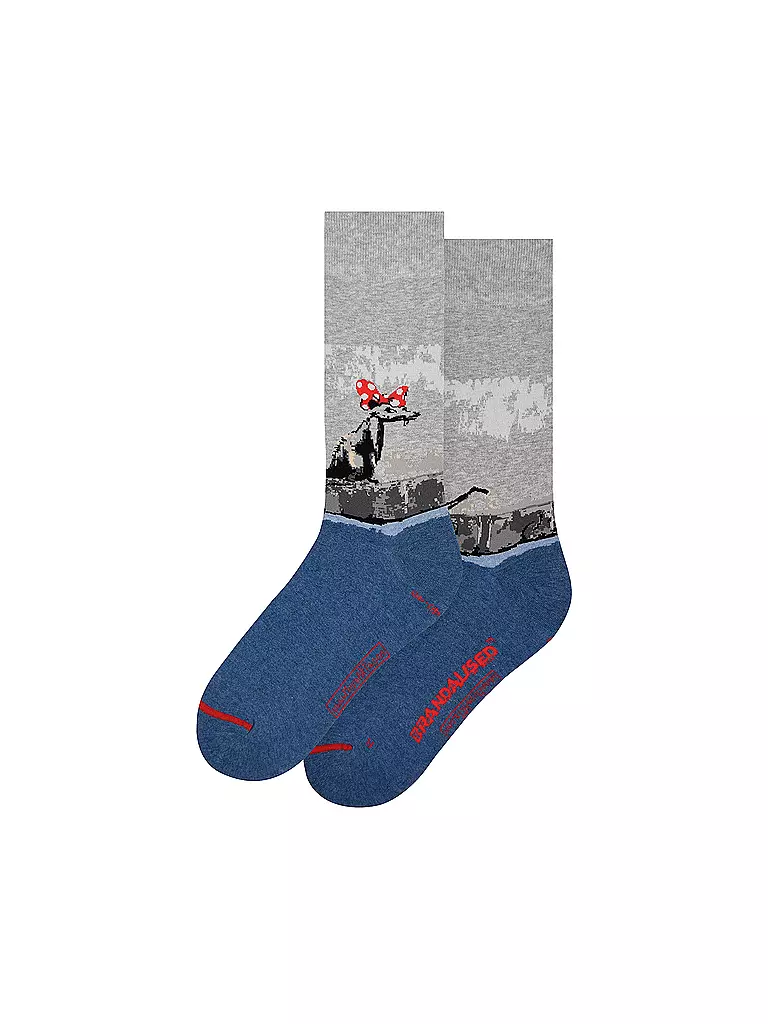 MUSEARTA | Damen Socken POLKA DOT RAT - BANKSY multi (36-40) | hellgrau