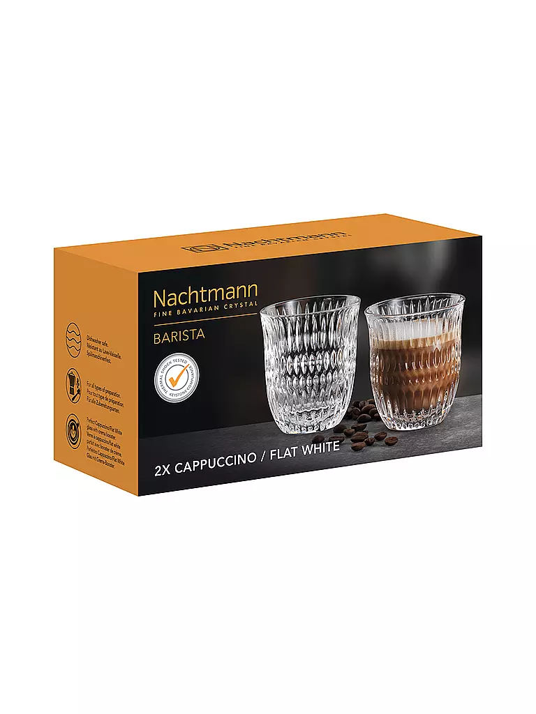 NACHTMANN | Cappuccino Flat White Glas 2er Set ETHNO Barista 235ml | transparent