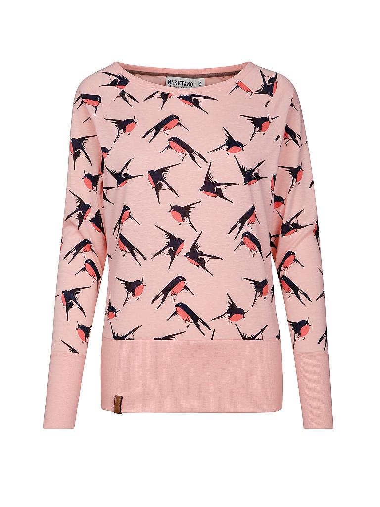 NAKETANO | Langarmshirt "Vögel Spring Groupie" | rosa