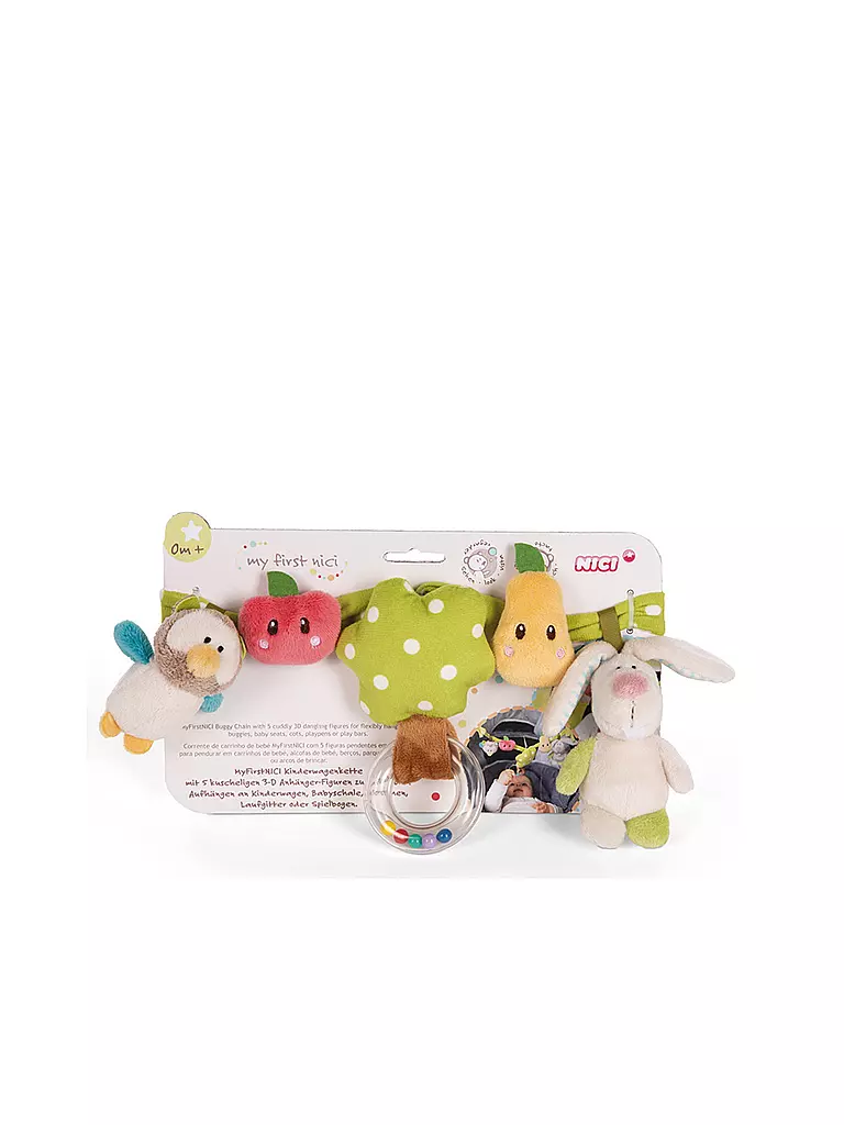 NICI | Kinderwagenkette Hase und Eule 40cm | bunt