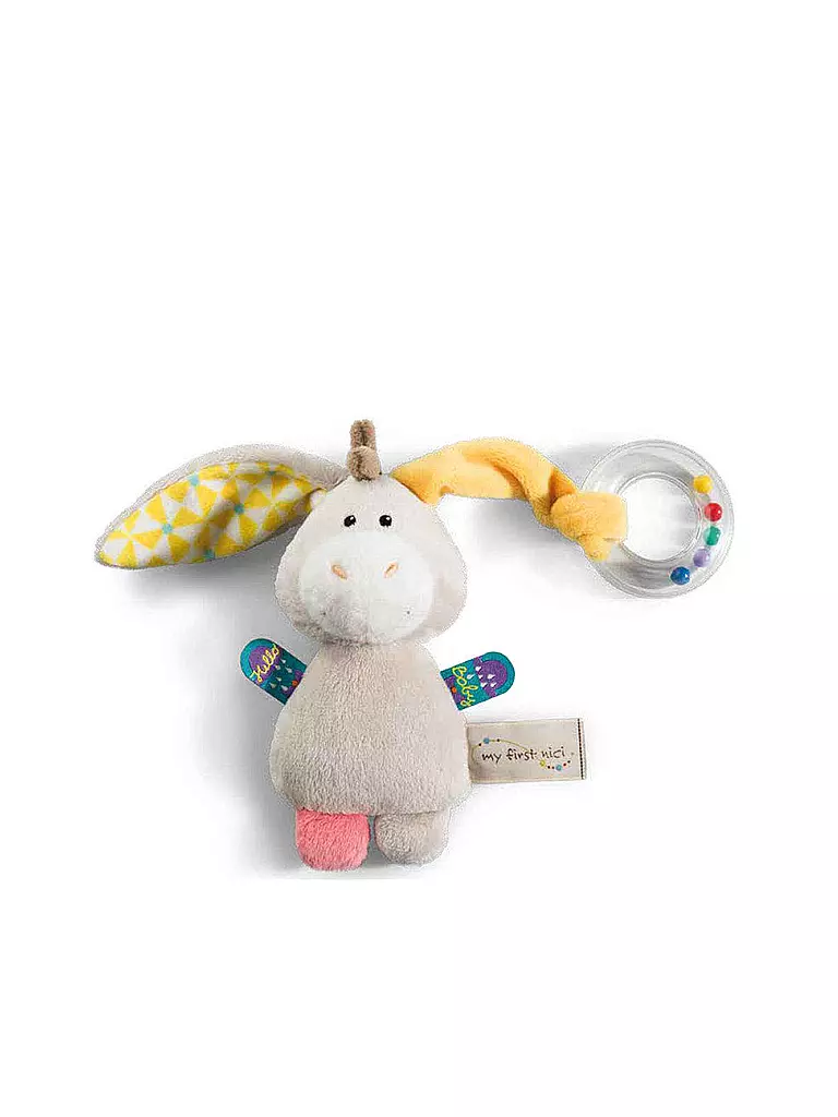 NICI | My First Nici - Kuscheltier Esel Muli mit Ringrassel 14cm | bunt