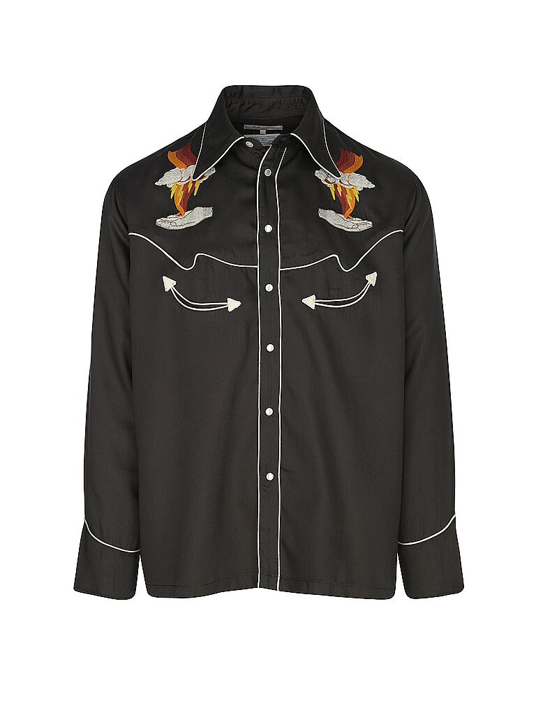 NUDIE JEANS Hemd GONZO WESTERN schwarz | S
