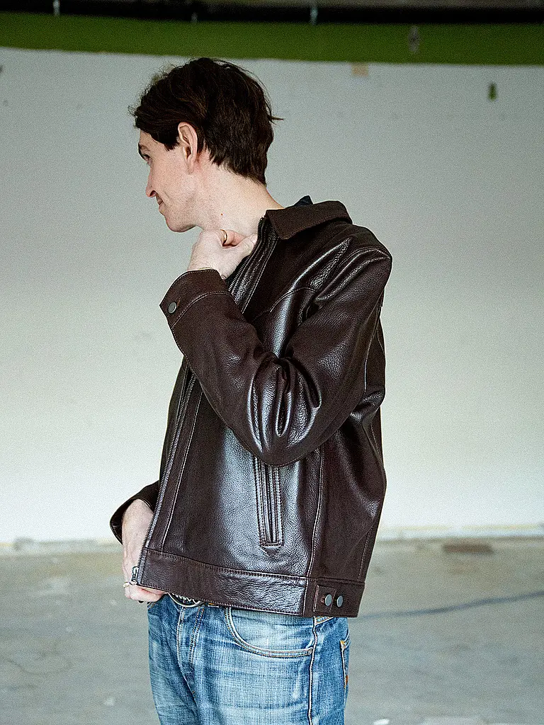 NUDIE JEANS | Lederjacke JOPPE WESTERN | braun