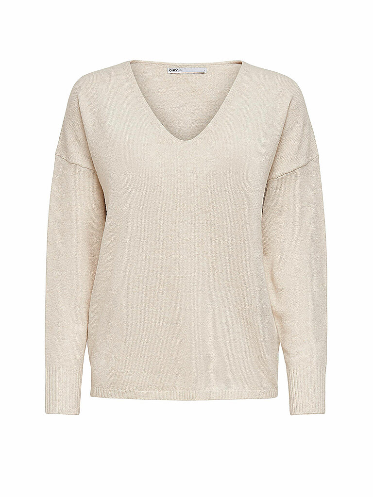 Strickpullover ONLY "ONLADALINE L/S SHORT PULLO KNT NOOS", Damen, Gr. XL, beige (pumice stone), Strick, Obermaterial: 80% Viskose (LENZING™ ECOVERO™), 20% Nylon, unifarben, regular fit normal, U-Boot-Ausschnitt, Rippstrickbündchen, Pullover Strickpullover 6