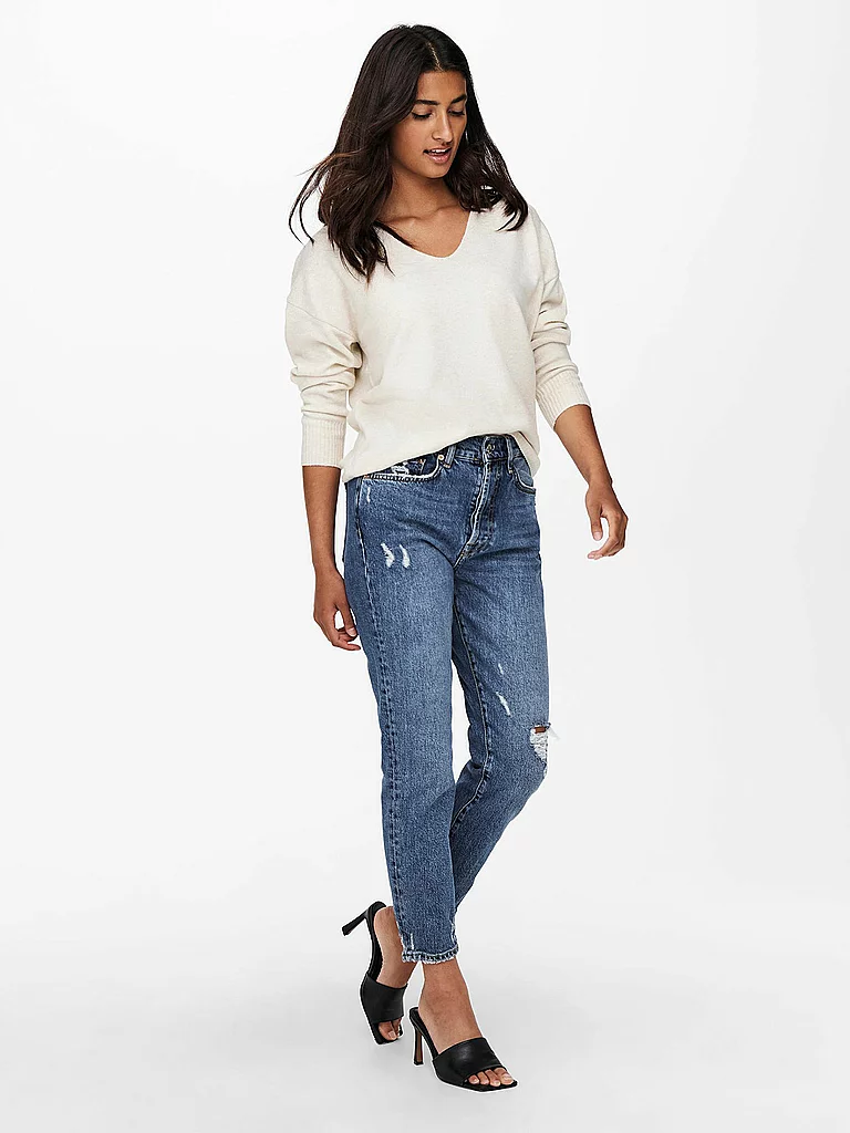 Strickpullover ONLY "ONLADALINE L/S SHORT PULLO KNT NOOS", Damen, Gr. XL, beige (pumice stone), Strick, Obermaterial: 80% Viskose (LENZING™ ECOVERO™), 20% Nylon, unifarben, regular fit normal, U-Boot-Ausschnitt, Rippstrickbündchen, Pullover Strickpullover 7
